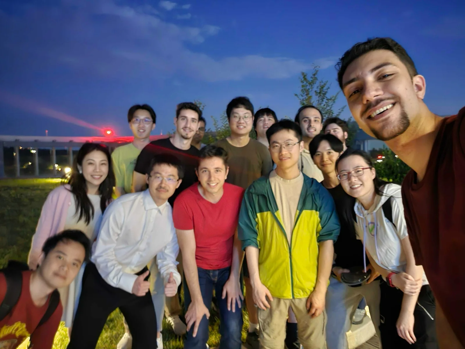 Furong Lab members taking a group selfie outdoors
