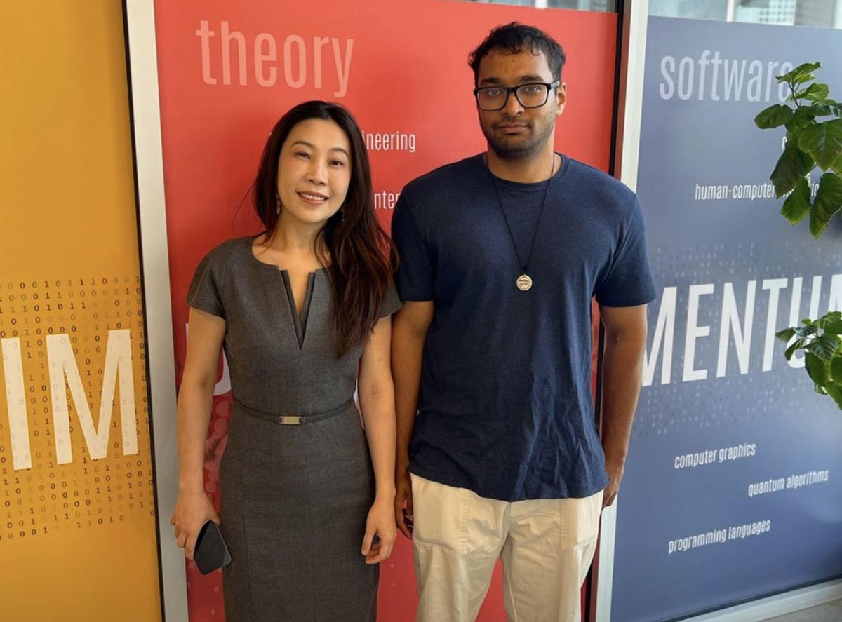 Furong Huang celebrating a Furong Lab graduate at UMIACS